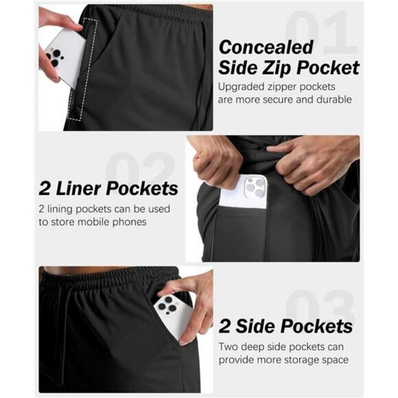 Mens 2 in 1 Gym Shorts 5 Inch Liner Running Workout Athletic Mesh Shorts - Picture 4 of 7